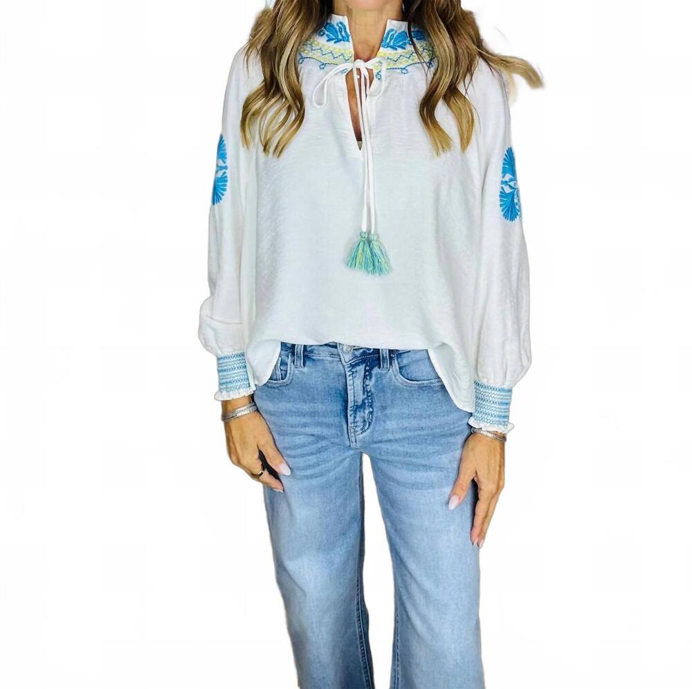 NEW CURRENT AIR women's the peasant top in aqua